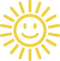 geel glimlachen zon icoon geïsoleerd Aan wit achtergrond . gelukkig zon icoon vector