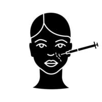 nasolabiale vouwen neurotoxine injectie glyph icoon. anti-rimpel injectie. lachrimpels verminderen. cosmetische ingreep. gezichtsverjonging. silhouet symbool. vector geïsoleerde illustratie