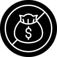 geen geld glyph-pictogram vector