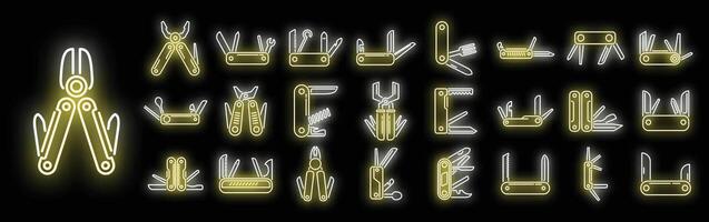 multi tool pictogrammen reeks neon vector