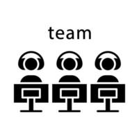 glyph-pictogram van het esports-team. groep gamers. teamwerk. opdracht voor competitie. toernooi voor videogames. silhouet symbool. negatieve ruimte. vector geïsoleerde illustratie