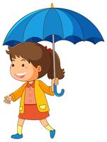 Meisje dat blauwe paraplu houdt vector