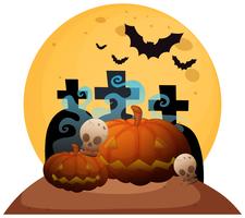 Tombstone in Graveyard op Halloween vector