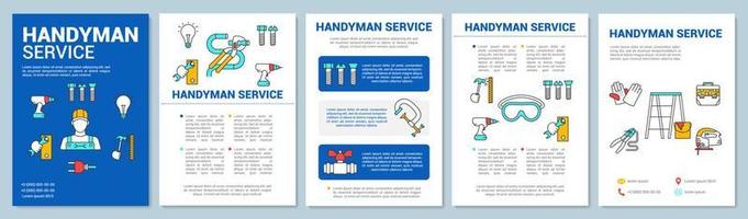 klusjesman service brochure sjabloon lay-out. reparatie aan huis. huis onderhoud. flyer, boekje, folder printontwerp met lineaire illustraties. vectorpaginalay-outs voor jaarverslagen, reclameposters vector