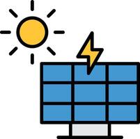 zonne- macht lijn gevulde icoon vector