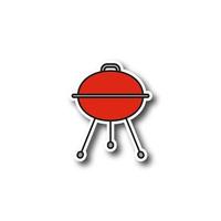 waterkoker barbecue grill patch. kleur sticker. vector geïsoleerde illustratie