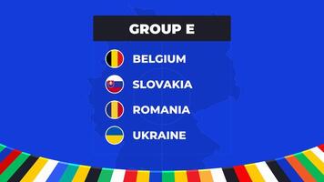 groep e van de Europese Amerikaans voetbal toernooi in Duitsland 2024 groep stadium van Europese voetbal wedstrijden in Duitsland vector