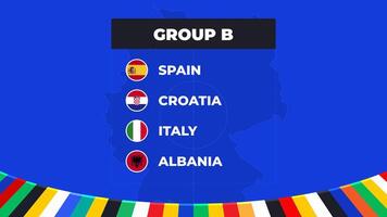 groep b van de Europese Amerikaans voetbal toernooi in Duitsland 2024 groep stadium van Europese voetbal wedstrijden in duitsland. vector