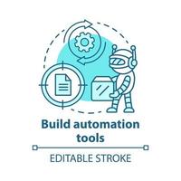 bouwen automatisering tools concept icoon. robot helper instellen. informatie Technologie. Systeem onderhoud. robot proces idee dunne lijn illustratie. vector geïsoleerde overzichtstekening. bewerkbare streek