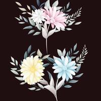 hand- getrokken aster bloemen krans boeket vector