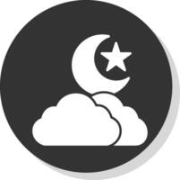 nacht glyph grijs cirkel icoon vector