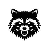 illustratie van wild boos wasbeer silhouet in zwart en wit vector