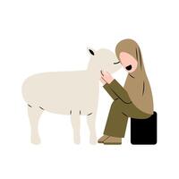 hijab vrouw met geit illustratie vector