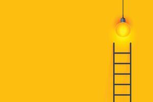 succes ladder concept geel achtergrond met gloeiend licht lamp vector