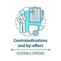 contra-indicaties en door effect concept icoon. keto dieet idee dunne lijn illustratie. ketogene therapie. dieet behandeling. waarschuwingen, waarschuwing. symptomen. vector geïsoleerde overzichtstekening. bewerkbare streek