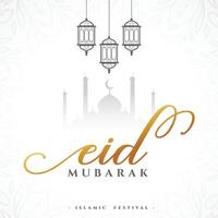 vieren eid al fitr festival wit achtergrond ontwerp vector