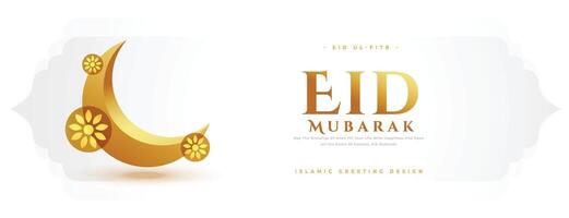 Islamitisch festival eid mubarak banier met 3d gouden halve maan vector