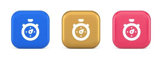 stopwatch knop timer snelheid tijd tellen toepassing paneel koppel 3d realistisch icoon vector