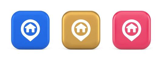 huis kaart pin plaats knop navigatie paneel web app GPS netwerk wijzer 3d realistisch icoon vector