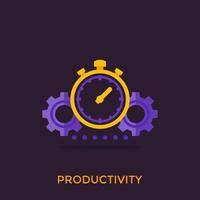 productiviteitspictogram, stopwatch en versnellingen vector