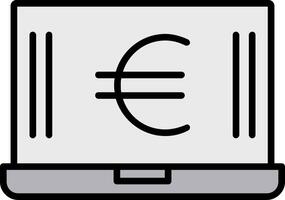 euro laptop lijn gevulde icoon vector