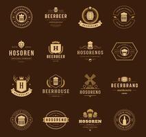 wijnoogst bier logos set. ontwerp elementen vector