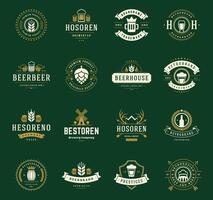 reeks bier logo's, badges en etiketten wijnoogst stijl vector