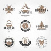 retro wijnoogst logotypes of insignes hand- getrokken stijl reeks vector