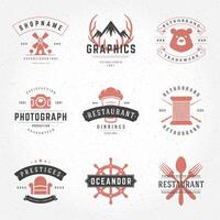 retro wijnoogst logotypes of insignes hand- getrokken stijl reeks vector