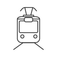 tram lineaire pictogram. dunne lijn illustratie. tram, tram. trolley auto. contour symbool. vector geïsoleerde overzichtstekening