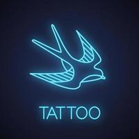 slikken vogel neon licht icoon. tatoeageschets van de zeeman. gloeiend teken. vector geïsoleerde illustratie