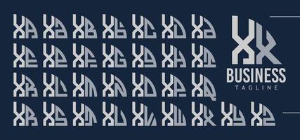 bundel van abstract kwartaal cirkel brief X xx logo ontwerp vector
