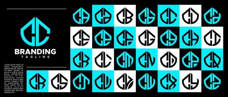 modern abstract eerste brief c cc logo postzegel reeks vector