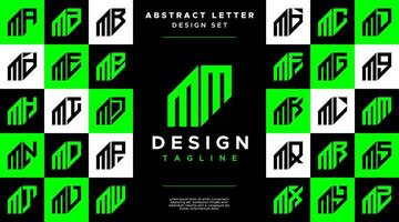 modern scherp lijn abstract brief m mm logo bundel vector