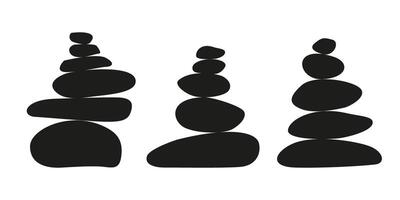 balans kiezelsteen steen silhouet. zwart en wit harmonie rots vorm geven aan. vector