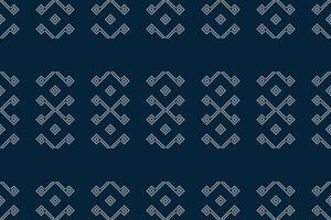 traditioneel etnisch motieven ikat meetkundig kleding stof patroon kruis steek.ikat borduurwerk etnisch oosters pixel marine blauw achtergrond. samenvatting, illustratie. textuur, decoratie, behang. vector