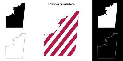 lowndes district, Mississippi schets kaart reeks vector