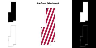 zonnebloem district, Mississippi schets kaart reeks vector