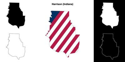 Harrison district, Indiana schets kaart reeks vector