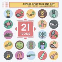 icoon reeks tennis sport. verwant naar hobby symbool. kleur maat stijl. gemakkelijk ontwerp illustratie vector