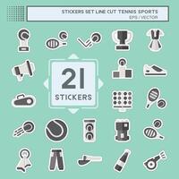 sticker lijn besnoeiing reeks tennis sport. verwant naar hobby symbool. gemakkelijk ontwerp illustratie vector