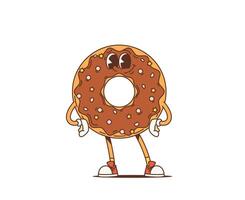 tekenfilm retro donut groovy karakter funky toetje vector