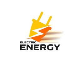 elektrisch energie logo icoon met plug en flash bout vector