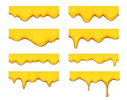 zoet geel honing druppelen en smelten 3d reeks vector