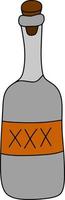 vector geïsoleerde doodle fles met rum illustratie. glazen fles met favoriete piratendrank