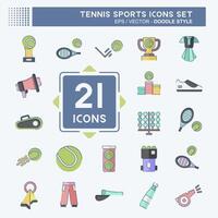 icoon reeks tennis sport. verwant naar hobby symbool. tekening stijl. gemakkelijk ontwerp illustratie vector