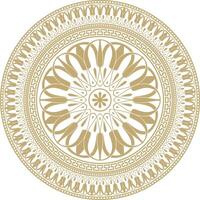 gouden klassiek Grieks ronde ornament. cirkel van oude Griekenland en de Romeins rijk. byzantijns schilderij van muren, vloeren en plafonds. decoratie van Europese paleizen vector