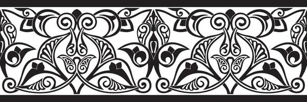 monochroom naadloos oosters nationaal ornament. eindeloos etnisch bloemen grens, Arabisch volkeren kader. Perzisch schilderen. vector