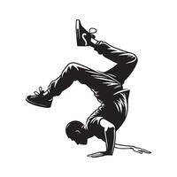 zwart en wit hiphop dans Actie danser illustratie vector