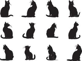 kat silhouet illustratie reeks vector